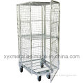Four Sided Security Rolling Mobile Cage, Folding Roll Container